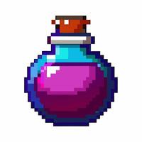 Colorful Pixel Art Potion Bottle Retro Game Item Icon on White Background vector