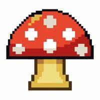 Pixel Art Mushroom Icon Retro 8 Bit Style Gaming Graphic vector