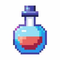 Pixel Art Magic Potion Bottle Retro Gaming Style Fantasy Elixir Icon vector