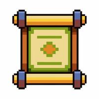 Retro Pixel Art Scroll Icon with Orange Detail in Nostalgic Game Style vector