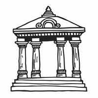 Ancient Greek Temple Illustration with Columns and Pediment vector