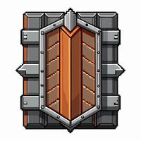 Pixel Art Industrial Shield with Geometric Design Retro Game Asset and Graphic Element vector