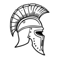 Outline Illustration of Ancient Greek Warrior Helmet with Crest Design vector