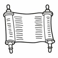 Ancient Scroll Illustration with Hand Drawn Black Lines on White Background vector