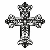 Intricate Ornate Cross Design Detailed Illustration for Religious Art vector