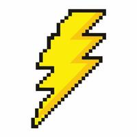 Pixel Art Yellow Lightning Bolt Icon 8 Bit Retro Graphic Design Element vector