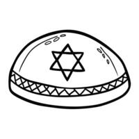 Simple Black and White Line Art Kippah with Star of David Design vector