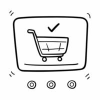 Minimalist Online Shopping Cart Icon with Checkmark for E commerce and Digital Retail Platforms vector