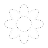 flower simple dash line, dashed line floral icon, flower outline shape vector