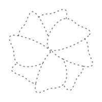 flower simple dash line, dashed line floral icons, flower outline shape, flora dot stroke vector