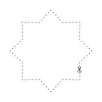 scissors with dashed line star shape, dash line and scissors, dash outline and scissors vector