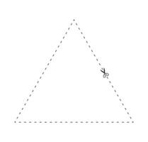 scissors on dashed line triangle, dash line and scissors, dash outline and scissors vector