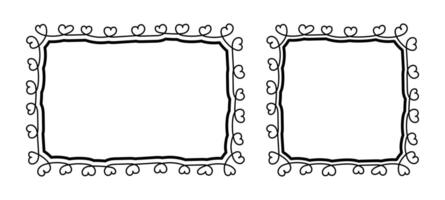 Heart Frame Doodle art Line Hand Drawn, Picture Frame, Outline Border Frame, Scribble Frame Cute vector