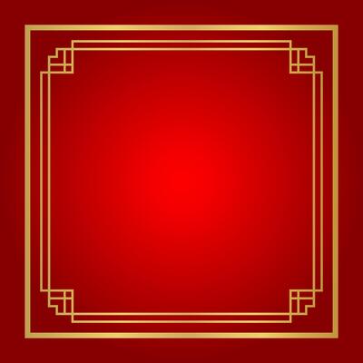 red chinese certificate frame square, red background, certificate line frame, antique china border gold frame, chinese new year frame outline