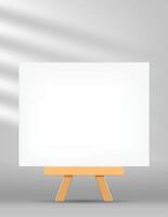 canvas frame artistic rectangle with easel for art painting, picture canvas and wooden stand vector