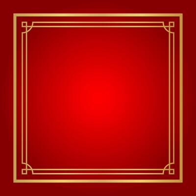 red chinese certificate square frame, red background, certificate line frame, antique china border gold frame, chinese new year frame outline