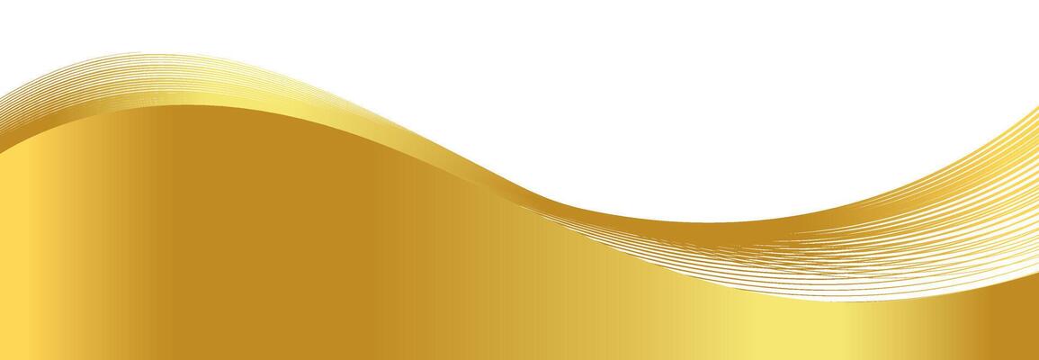gold wave gradient for banner, golden wavy shaped, gold wave curve on white background, golden wave corner shape for banner, stripes ribbon golden graphic, striped gold gradient luxury