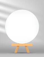 canvas frame artistic circle with easel for art painting, picture canvas and wooden stand vector