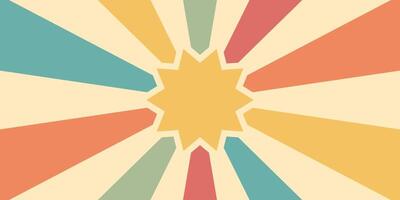 Boho Vintage Background, Solar Tapestry Pattern for Background, Wall Art Retro Rainbow Sunrise for Background, Hippie Bohemian Decor Background vector