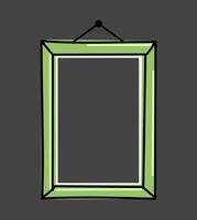 green photo frame hanging, wood frame doodle, framework hand drawn vector