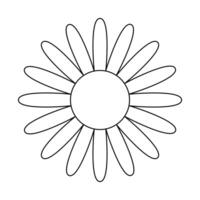 sun flower simple line, dashed line floral, flower outline shape, flora dot stroke vector