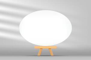 oval canvas frame artistic with easel for art painting, picture canvas and wooden stand vector