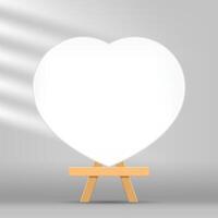 canvas frame artistic heart with easel for art painting, picture canvas and wooden stand vector