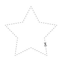 scissors and dashed line star shape, dash line and scissors, dash outline and scissors vector