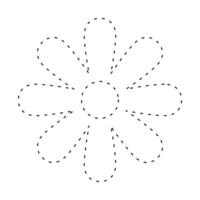 simple flowers dash line, dashed line floral icon, flower outline shape, flora dot stroke vector