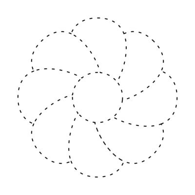 simple flower dash line, dashed line floral, flower outline shape, flora dot stroke