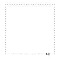 scissors on dashed line square shape, dash line and scissors, dash outline and scissors vector