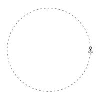 scissors on dashed line circle shape, dash line and scissors, dash outline and scissors vector