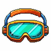 Pixel Art Ski Goggles Illustration with Retro 8 Bit Style vector