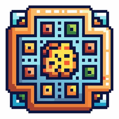 Retro Pixel Art Geometric Pattern with Bright Colors and Symmetry