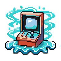retro arcade machine pixel art nostalgic gaming, joystick, 8 bit style, vintage entertainment icon, digital art vector