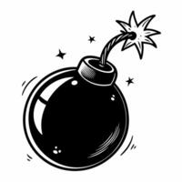 Retro Bomb Illustration with Fuse and Explosion Sparks vector