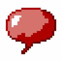 Retro Pixelated Red Speech Bubble Icon on White Background for Digital Communication vector