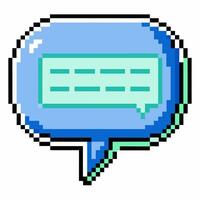 Pixel Art Speech Bubble Icon with Text Placeholder Retro Digital Graphic vector