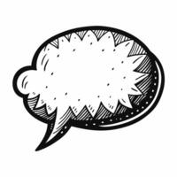Hand Drawn Comic Speech Bubble in Black and White with Cross Hatch Shading on White Background vector