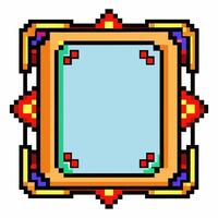 Colorful Retro Pixel Art Frame with Geometric Patterns in 8 Bit Style vector