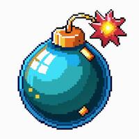 Pixel Art Bomb Icon with Burning Fuse and Retro Game Aesthetic vector