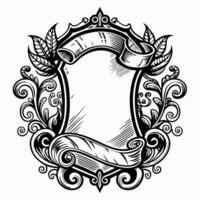 Ornate Vintage Frame with Scroll and Leaf Design for Decorative Artwork vector