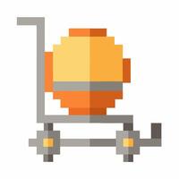 Pixel Art Concrete Mixer Icon for Construction and Industrial Applications vector