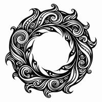 Intricate Circular Tribal Pattern Design with Flowing Abstract Elements vector