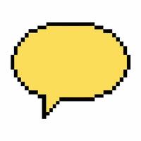 Pixelated Yellow Speech Bubble Icon in Retro 8 bit Style vector