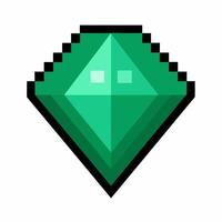 Pixel Art Green Diamond Digital Gemstone Icon for Retro Style Designs and Gaming vector