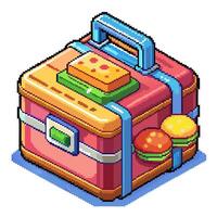Pixel Art Lunchbox Colorful Retro Style Illustration of a Packed Mealbox vector