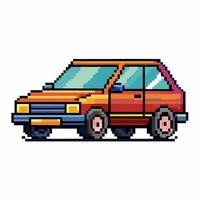 Retro Pixel Art Car Illustration Vibrant Red Vehicle with 8 bit Style vector