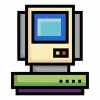 Retro Style Computer Icon with Vintage Design and Bright Colors vector