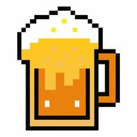 Retro Pixel Art Beer Mug with Foam Iconic and Fun 8 Bit Beverage Design vector